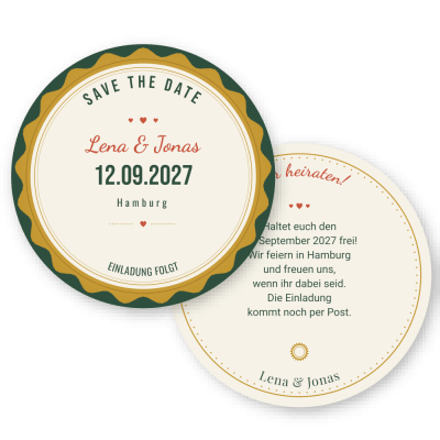 Kronkorken – Save the Date Bierdeckel Einladung