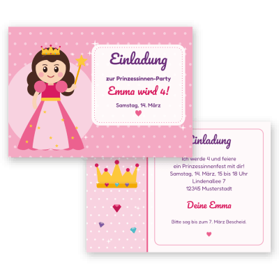 Krönchen – Prinzessin Einladungskarten