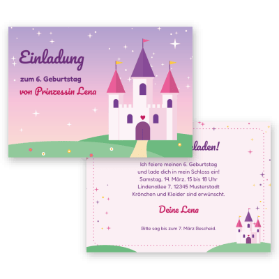 Märchenschloss – Prinzessin Einladungskarten