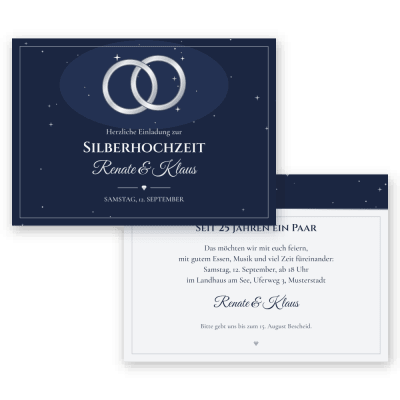 Silberringe – Silberhochzeit Einladungskarten