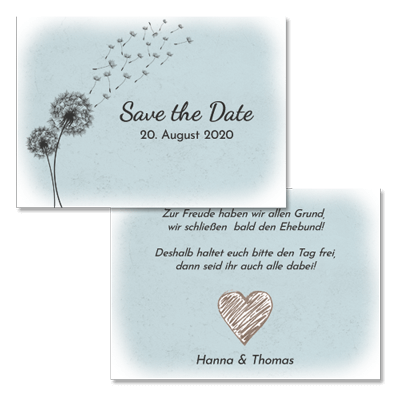 Pusteblume - Save the Date Karte Einladungskarten